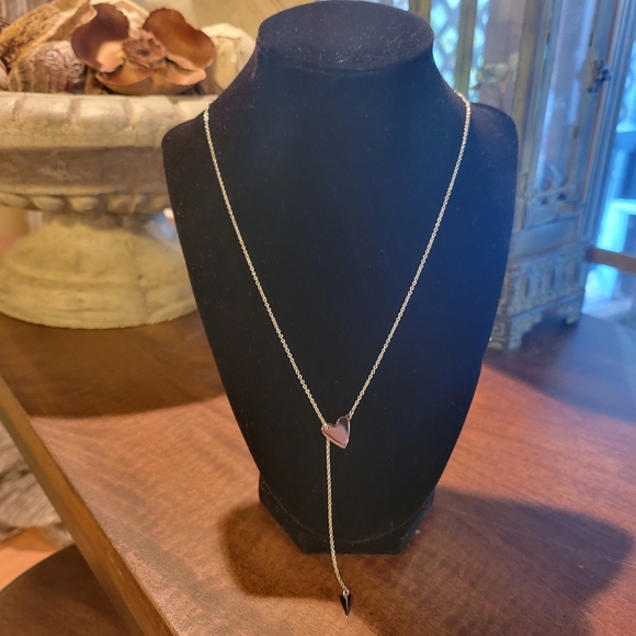 Heart and Arrow Cupid Valentines Adjustable Lariat Necklace silver #5 - Picture 6 of 8